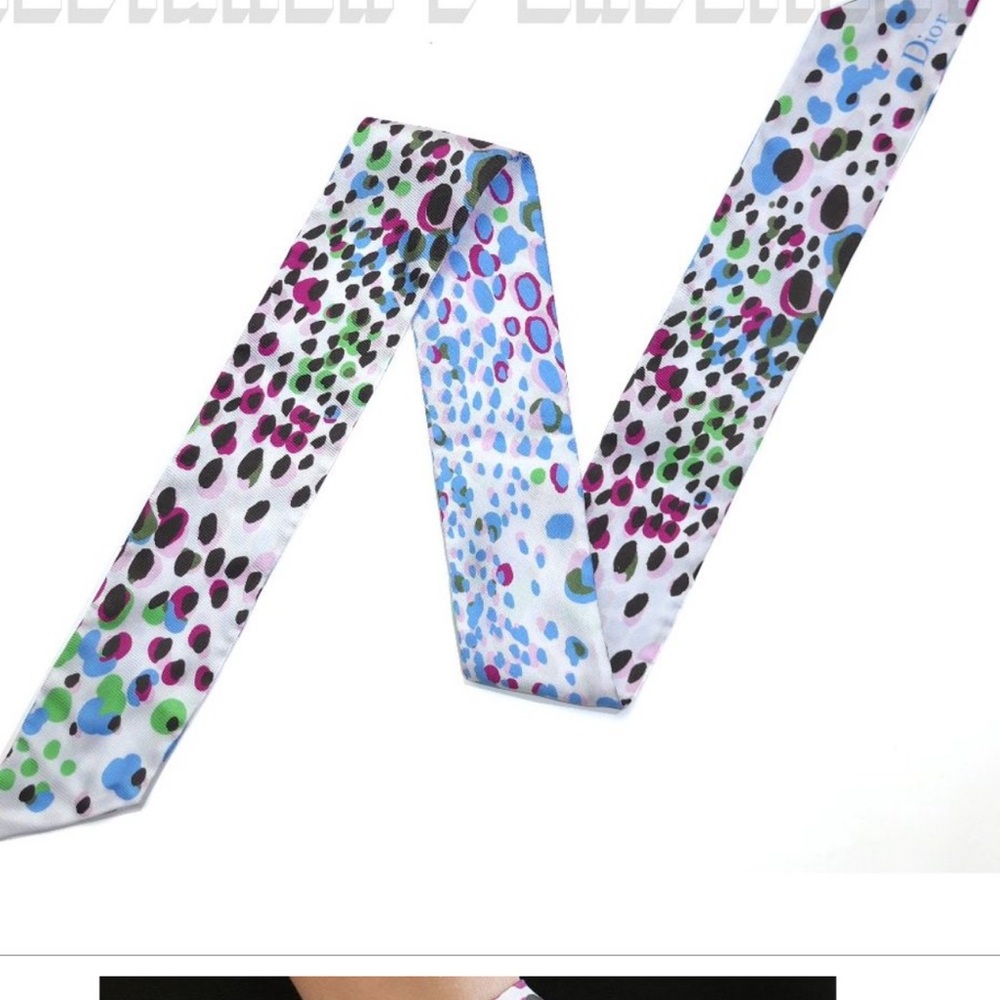 Dior Multicolor Leopard Mitza Skinny Scarf